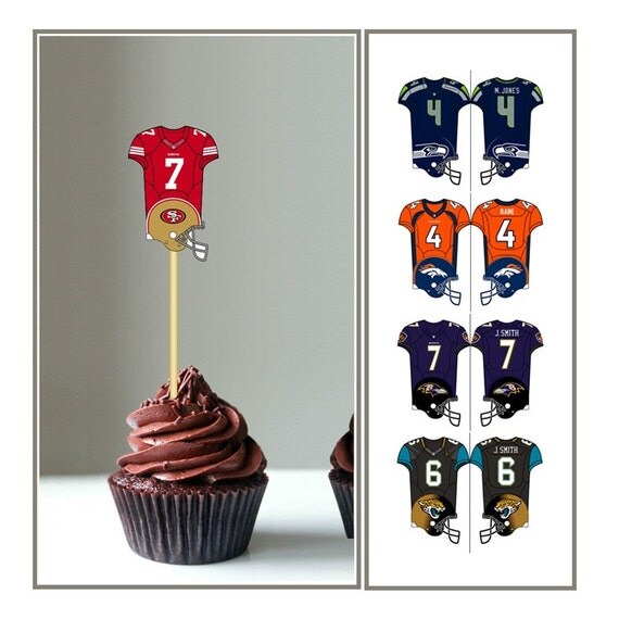 Football Jersey Cupcake Toppers Tailgate by MardiGrasToppers