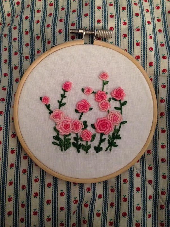 Rose Garden Handmade Embroidery Hoop Art