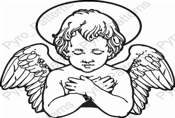 Pyrography Wood burning Angel Pattern Printable Stencil