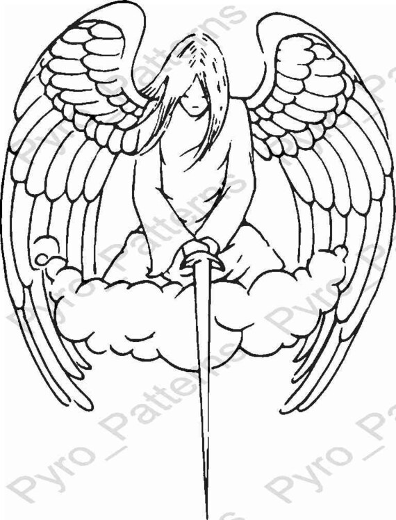 Pyrography Wood burning Angel Pattern Printable Stencil