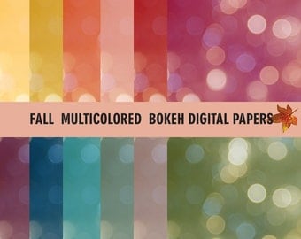 Fall Digital Paper, Bokeh Digital Paper, Bokeh Backgroun, Multicolor Bokeh Instant Download, Photoshop Bokeh, Bokeh Photoshop Overlay