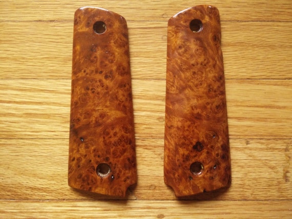 Amboyna Burl Exotic Wood Handcrafted 1911 Gun Grips