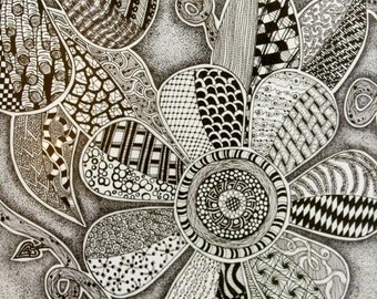 Items similar to Zentangle Cactus Art Print by Gia Coelho - Zen Tangle ...