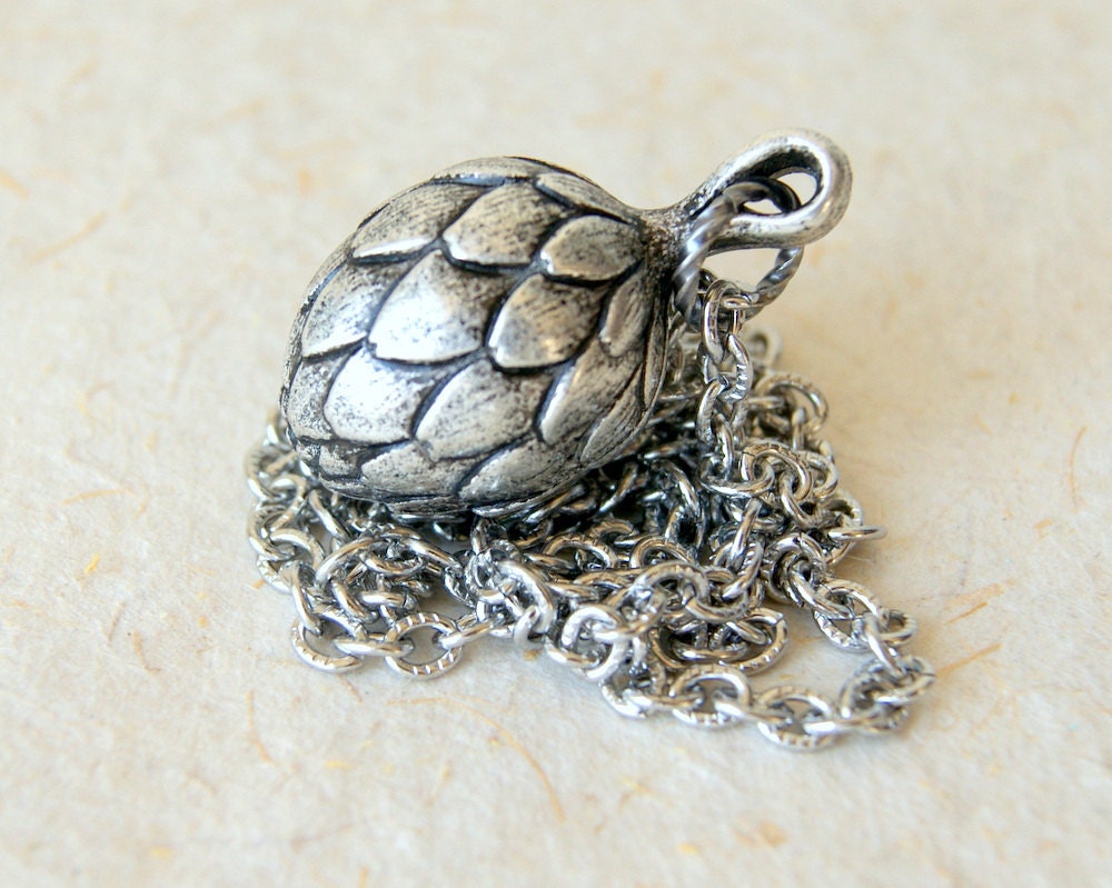 Artichoke Necklace Vintage Silver Artichoke Pendant