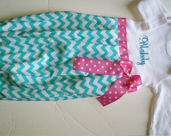 Monogram Baby Girl Clothes, Newborn Girl Take Home Outfit, Layette Gown, Baby Girl Gift, Newborn baby girl outfits - baby girl coming home