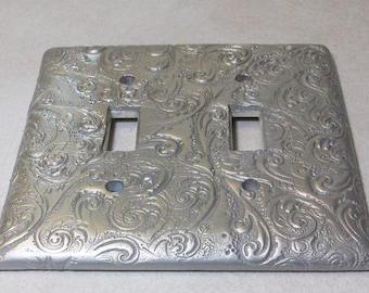 Silver Swirls double toggle light switch cover
