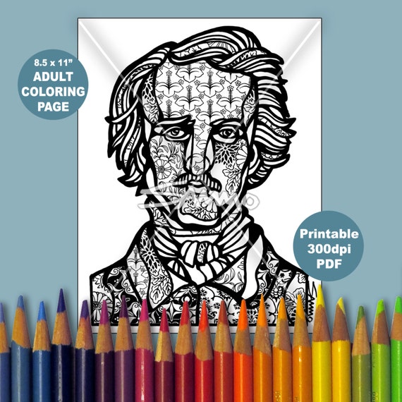 Edgar Allan PoeAdult Coloring PageStress Relieving by sammo