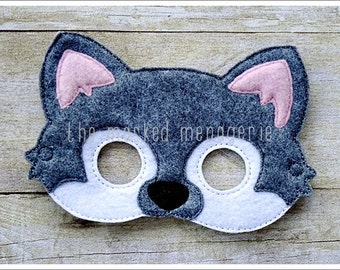 Grey Wolf Mask Big Bad Wolf Mask Halloween Mask Easter Basket Pretend Play Creative Play Masks Felt Mask