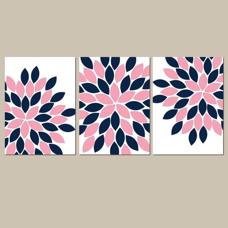 Gray Aqua Wall Art CANVAS or Prints Bedroom Pictures Flower