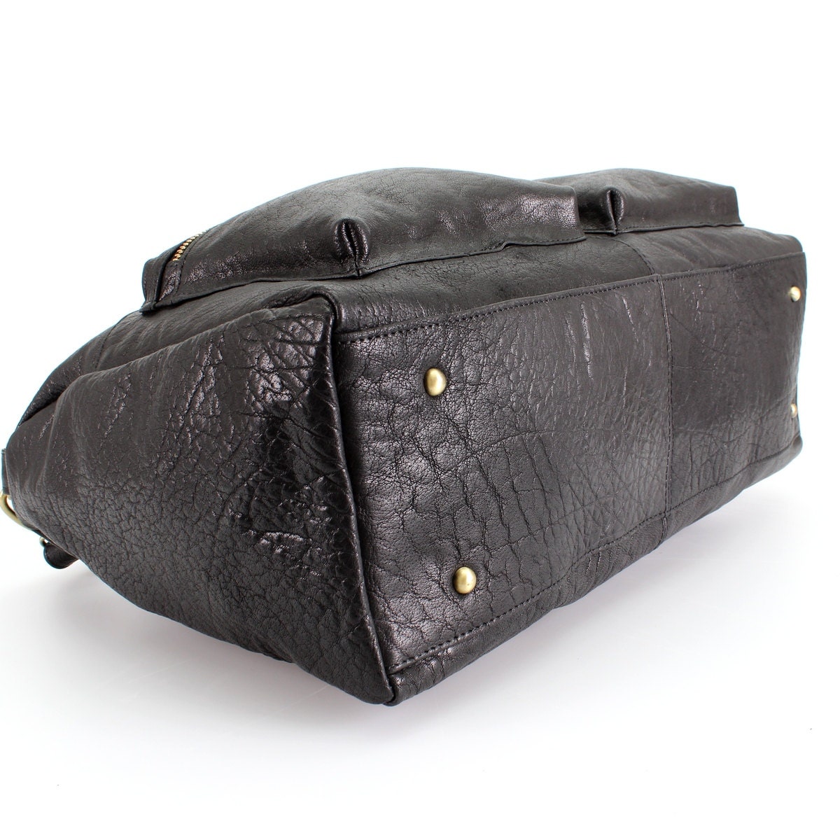 Black Leather Holdall Travel Bag Weekend Bag