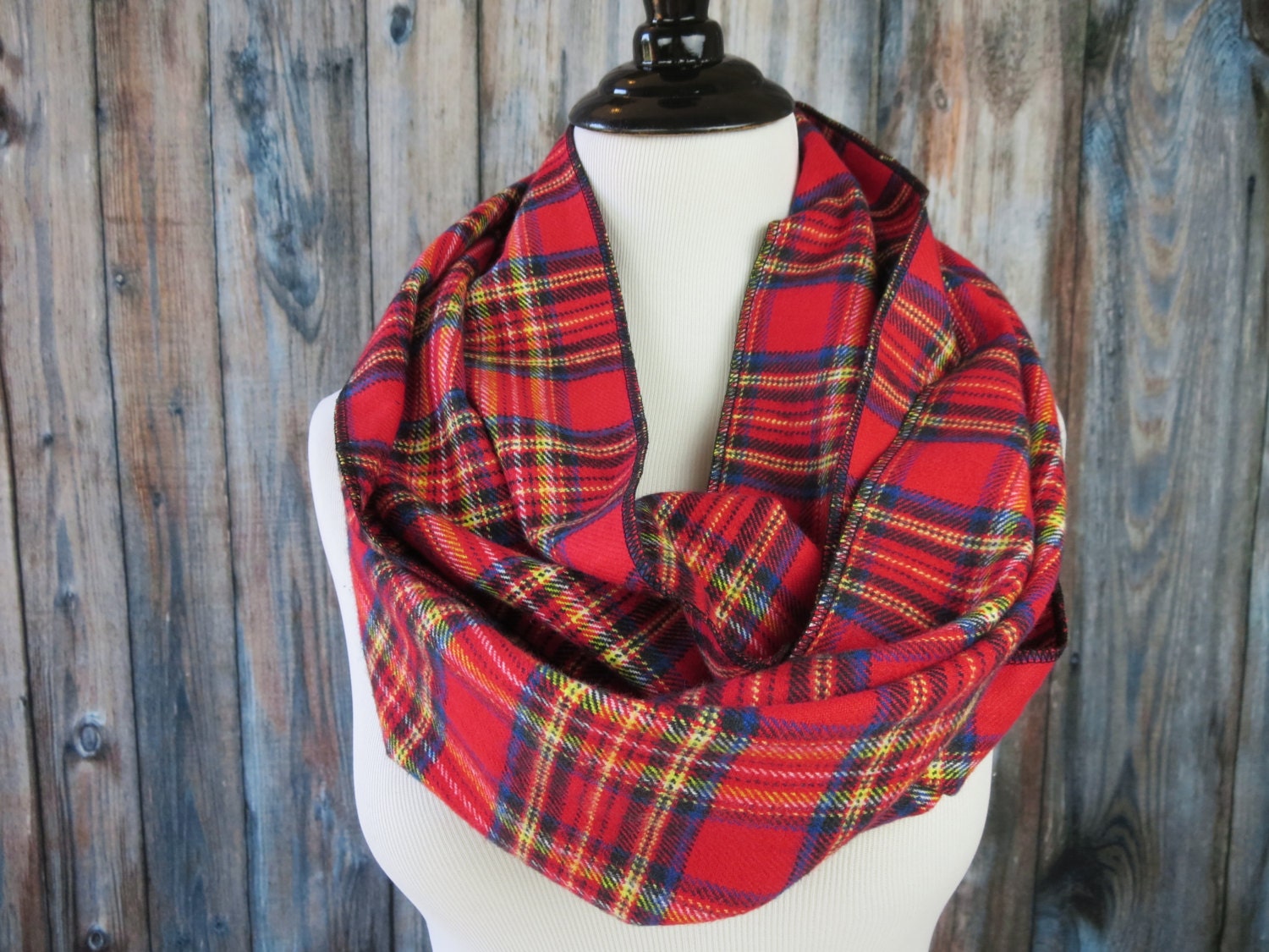 Red Tartan Plaid Scarf Red Plaid Flannel Scarf by OohBabyInfinity