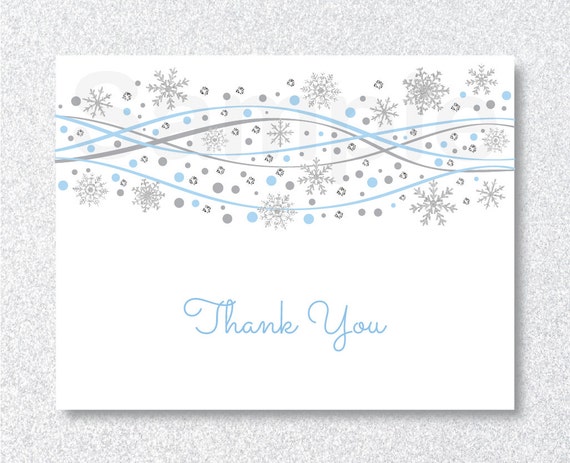 Cute Snowflake Thank You Card Snowflake Baby Shower Winter Baby 