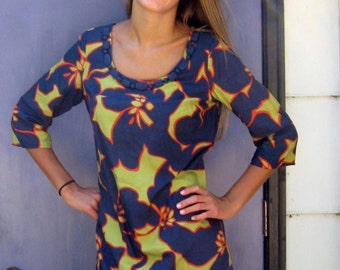 Summer tie collar striped mini shift dress