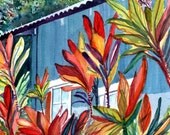 Plantation House Original Watercolor - Hanapepe Town 2 - Old Hawaiian Cottage - Hawaiian Ti Leaves - Tropical Cottage Art - Hawaii Art Plantation House Original Watercolor - Hanapepe Town 2 - Old Hawaiian Cottage - Hawaiian Ti Leaves - Tropical Cottage Art - Hawaii Art