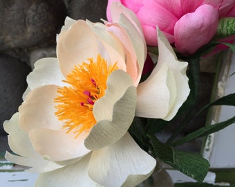 Crepe Paper Flower - Coral Charm Peony - Handmade