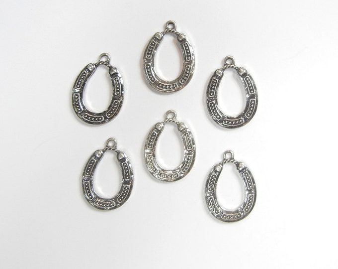 Set of 6 Antique Silver-tone Horseshoe Charms