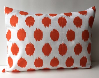 14x18 orange and white ikat pattern