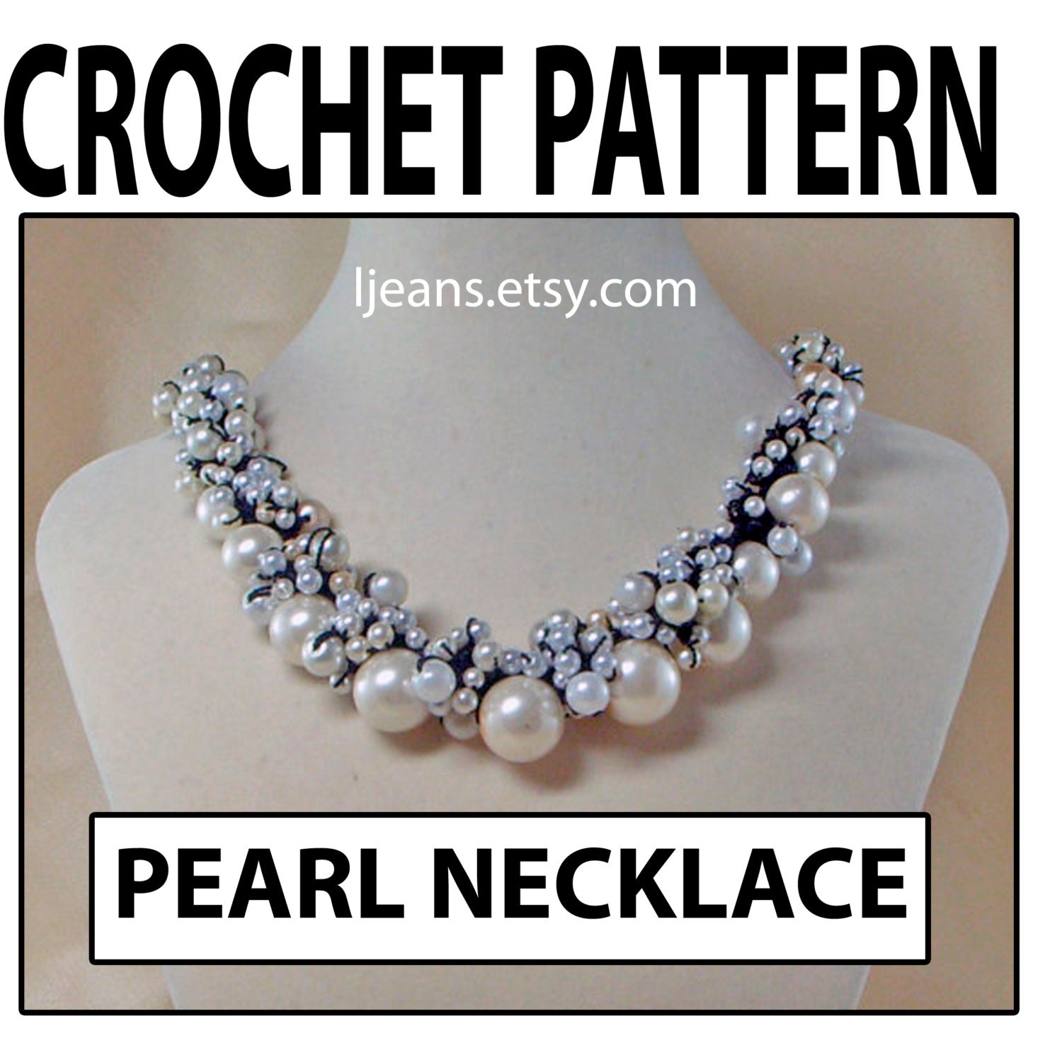 Crochet Pearl or Beaded Necklace Pattern by ljeans on Etsy