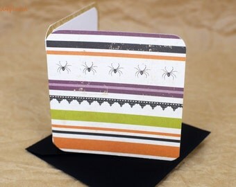 Blank Mini Card Set of 10, Halloween Theme with Crisp Black Envelopes, mad4plaid