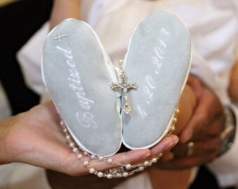 leather baptism shoes - monogram christening shoes - date baptism 3 letter monogram leather shoes - dedication baby shoes