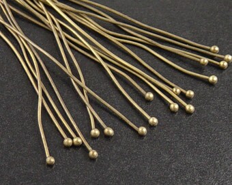 Brass Ball Headpins 100 Ball Pins Antique Bronze Bulk 2 inch (50mm) 21 gauge NF (1059pin50z3)xz