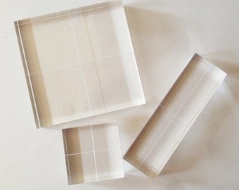 Acrylic Blocks for Clear Stamps - Fabric Printing Block - Set of 3 - 1/2" thick