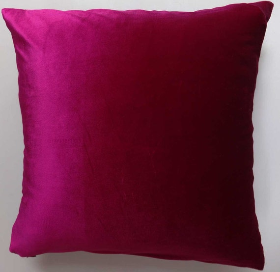 fuchsia pink wild rose velvet pillow cover. soft velvet