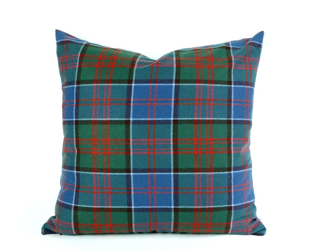 Wool Plaid Pillow Cover Tartan Plaid Throw by PillowThrowDecor