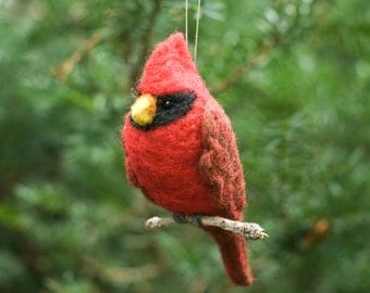Needle Felted Cardinal Ornament
