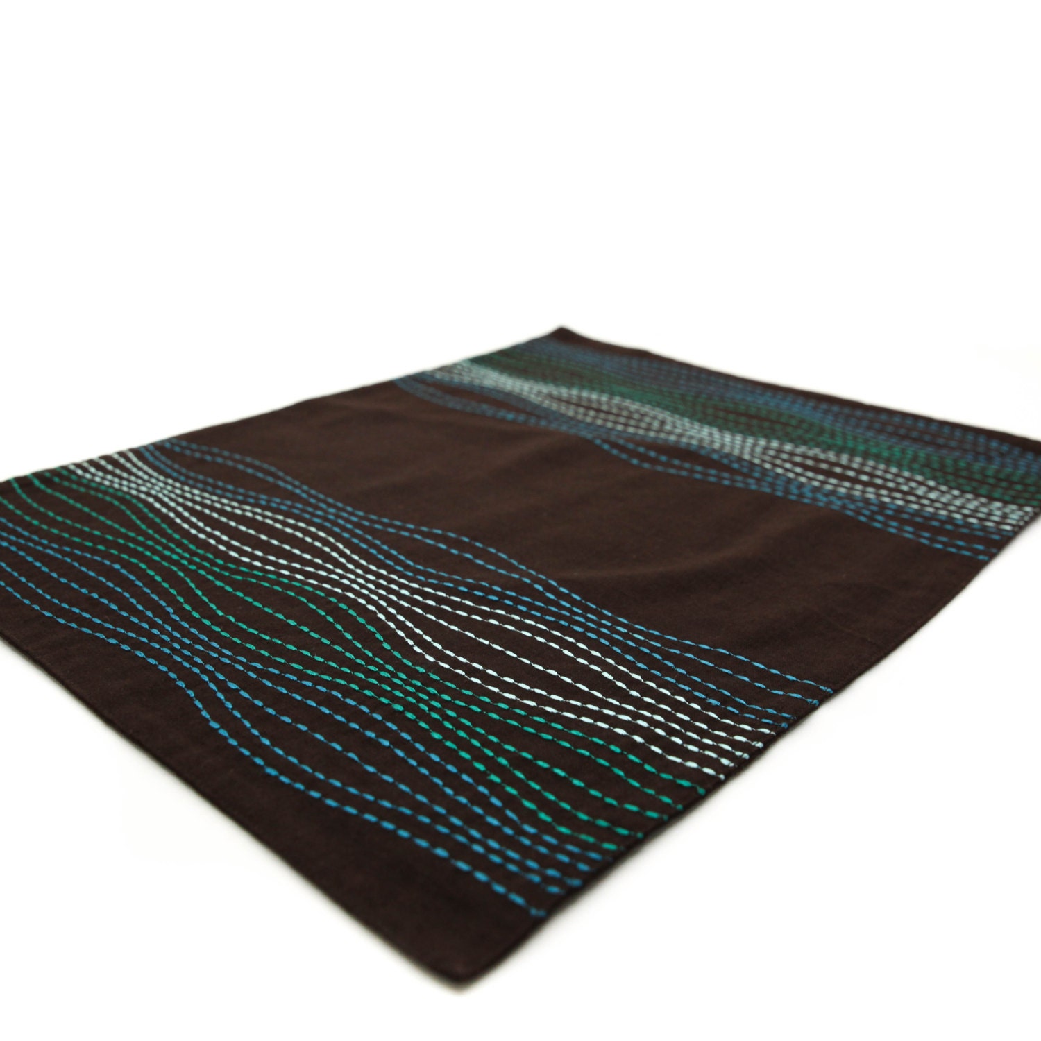 Teal Lines Placemat Set of 4 Dark Brown Linen Placemat Teal