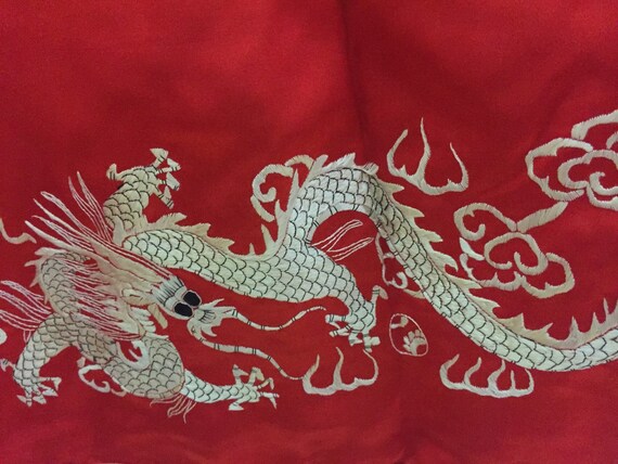 Silk Embroidered Dragon Kimono red dragon kimono by TroppoBella