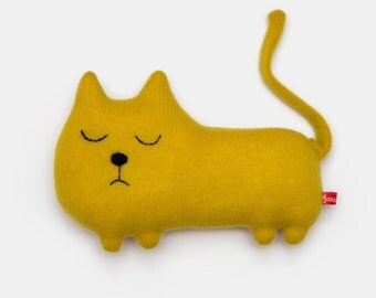Colin the Cat Knitted Animal Lambswool Soft Toy Plush - Made to order