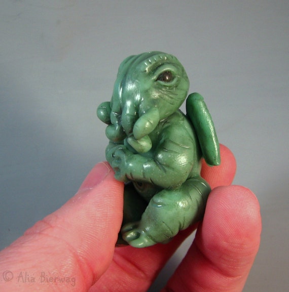 Baby Cthulhu Fetus Sculpture Handmade Polymer Clay By Outpost8