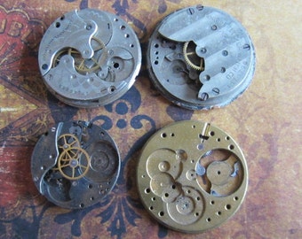 Vintage Antique Pocket Watch movements parts Steampunk - Scrapbooking p64