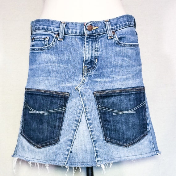 DENIM SKIRT jeans skirt denim Patches patches patchwork by artbya