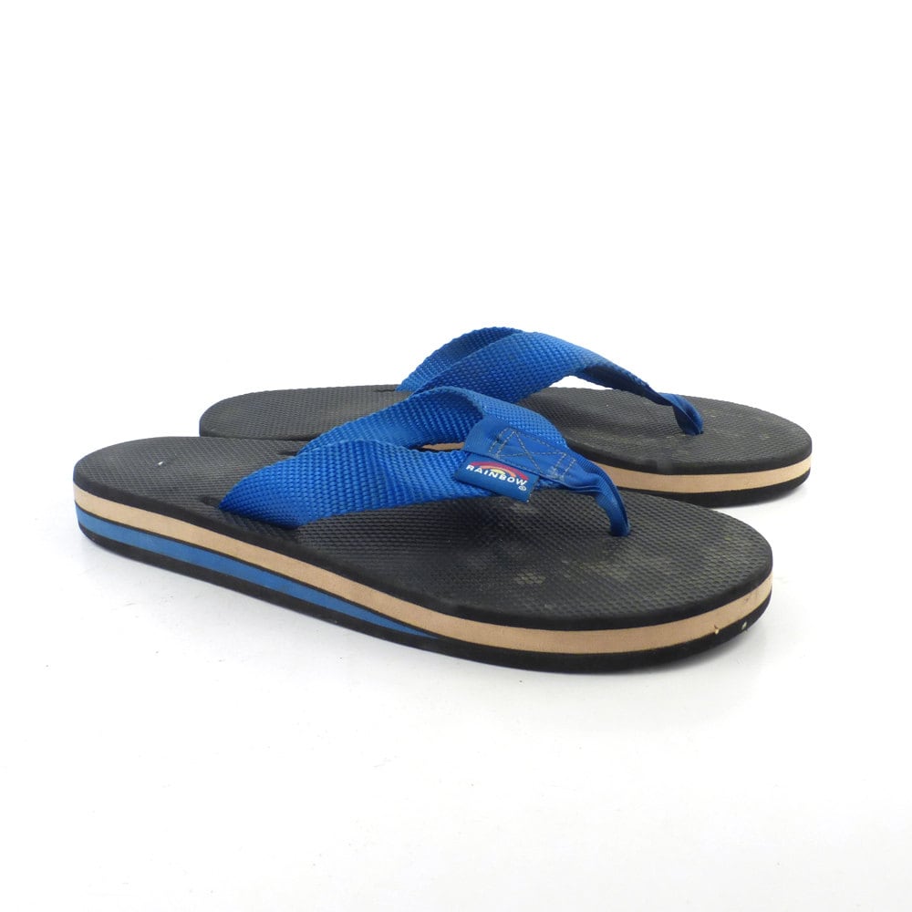 retro rainbow flip flops