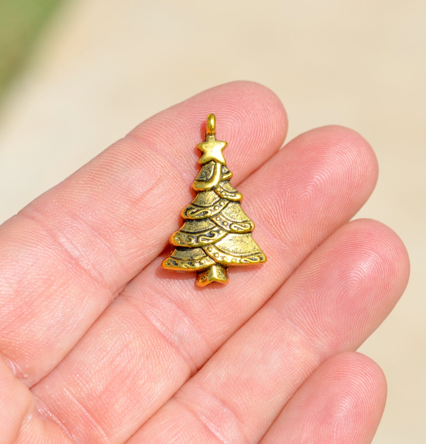 gold minimalist christmas tree charm