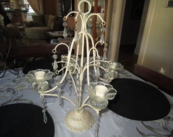 Chippy Metal and Crystal Candelabra Chandelier