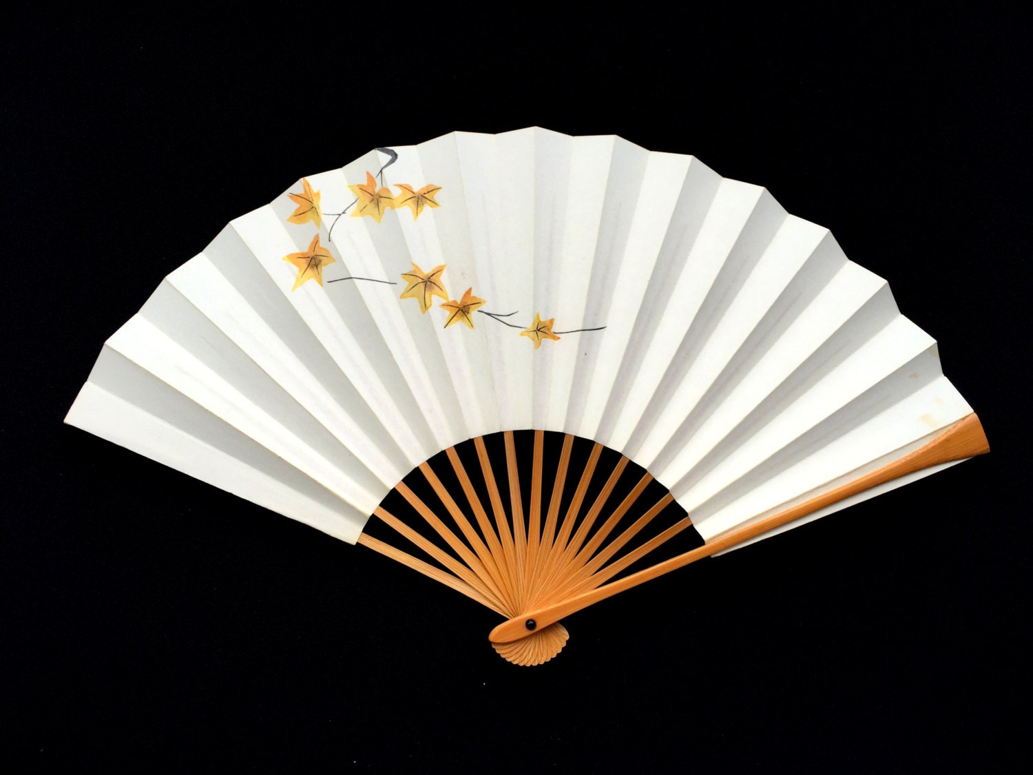 Japanese Hand Fan Vintage Paper Fan Mai by VintageFromJapan