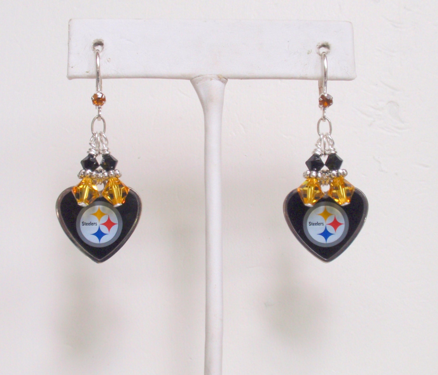 Pittsburgh Steelers Earrings Steelers Bling Black and Gold