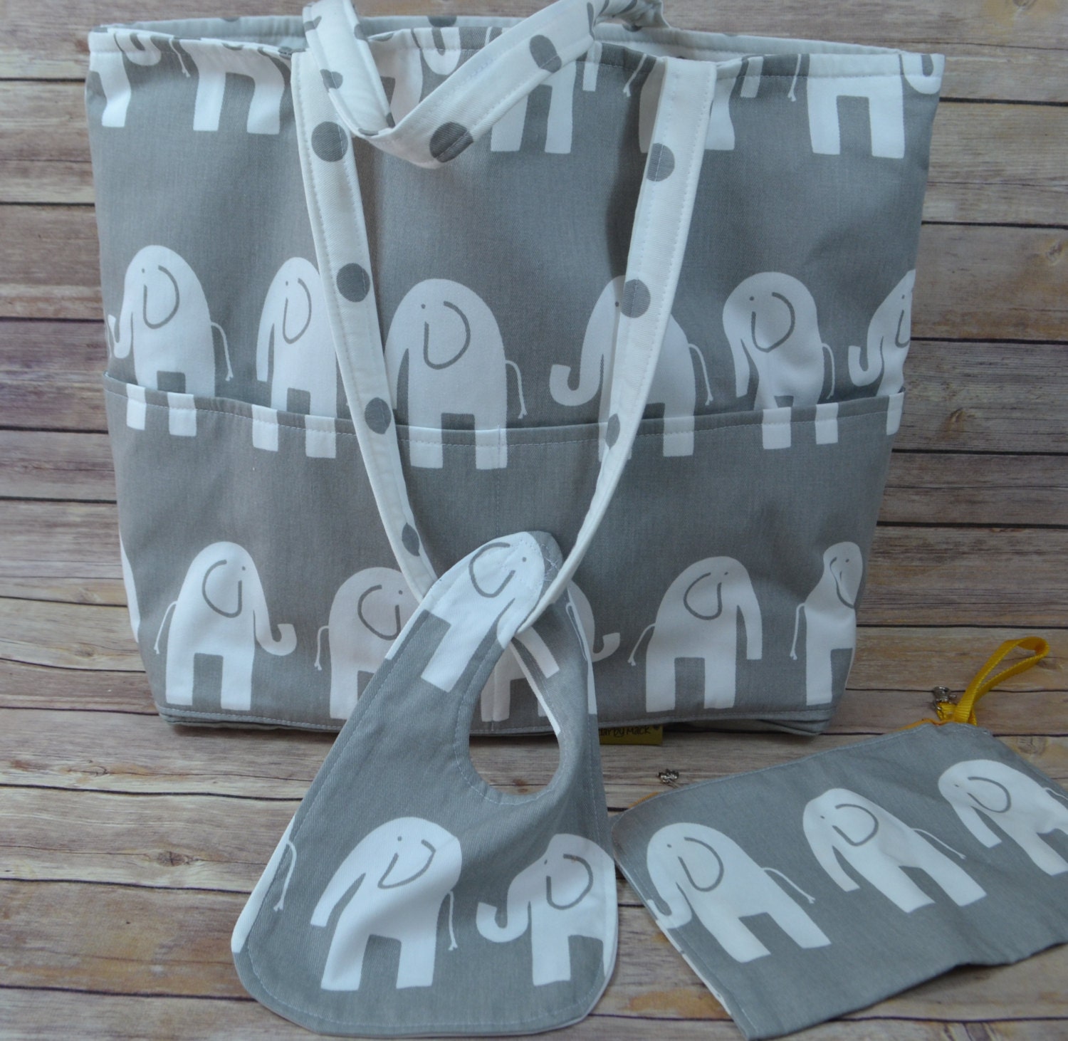 Baby Bag ON SALE Grey & White Elephant march / Waterproof