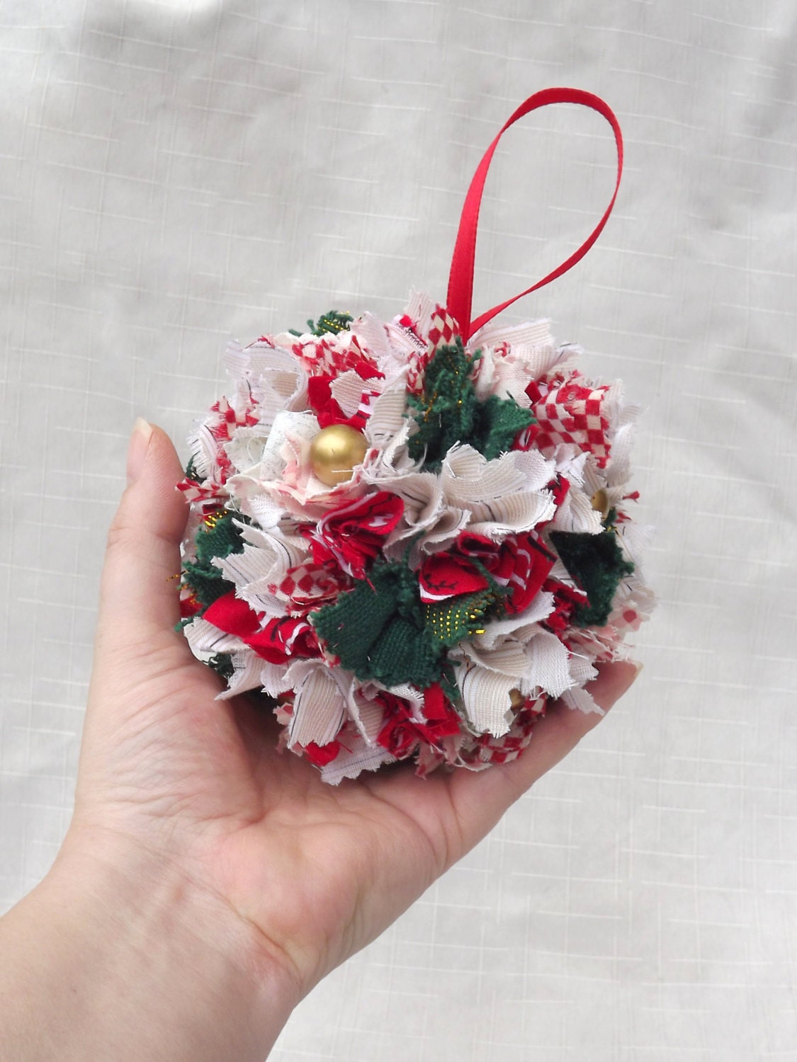 Christmas Ornament Fabric Ornament Ball Ornament Handmade