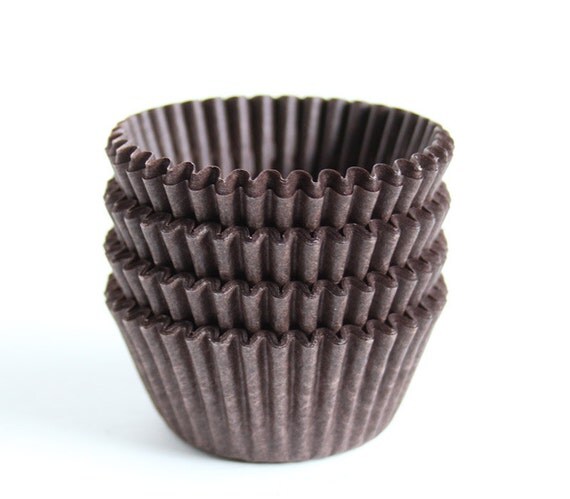 MINI Brown Cupcake Liners, Chocolate Brown Mini Baking Cups, Candy Cups (60) Il_570xn