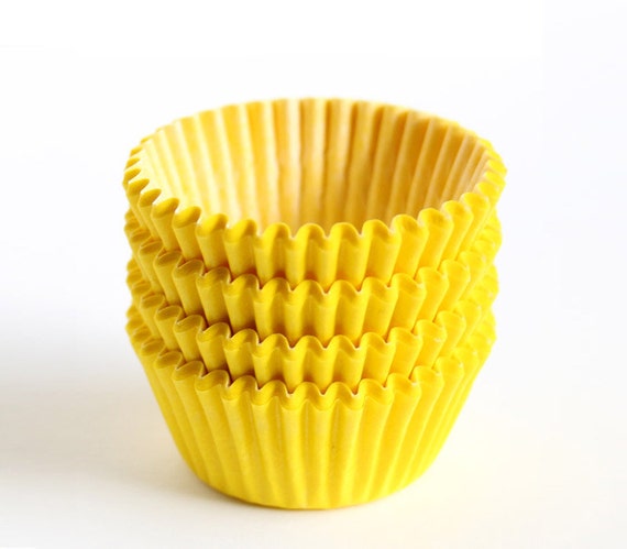60 Mini Yellow Cupcake Liners, Mini Baking Cups Il_570xn
