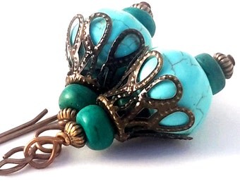 Turquoise & Teal Boho Dangles