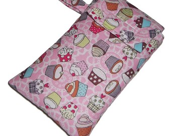 Baby Pink Cupcake Smart Phone Mobile Cellphone Ipod Gadget Case Pouch Sock PADDED