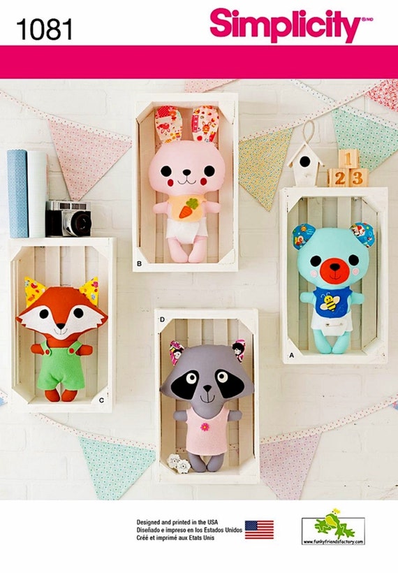 Items similar to 2 Piece Stuffed Animals Pattern, Cloth Toy Pattern