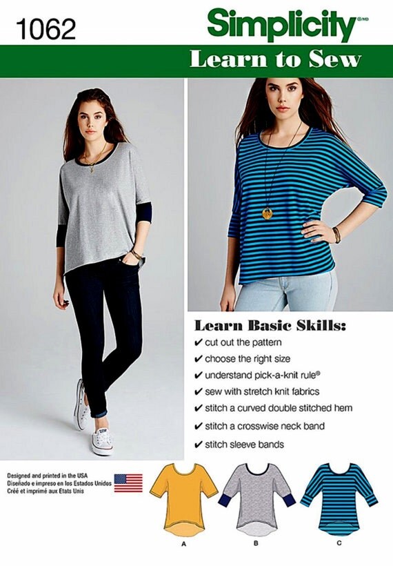 A Learn to Sew Stretch Knit Tops Pattern Easy Pullover Tops