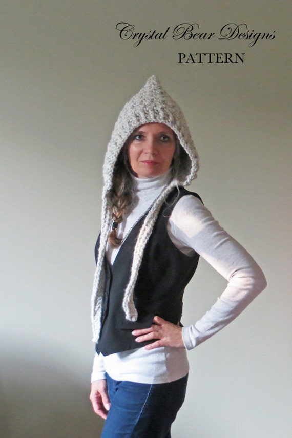 Items similar to Crochet Pixie Hat PATTERN, Crochet Hood, Crochet Hat