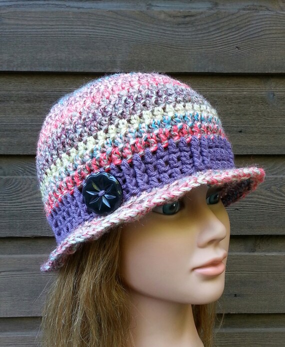 Items similar to womens crochet hat, beanie with brim, crochet hat ...